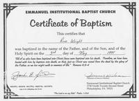 Certificate of Baptism